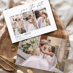 Elegant Save the Date 4 Foto Minimalistisk Spara Datumet