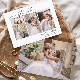 Elegant Save the Date 4 Fotoinbjudningar Spara Datumet