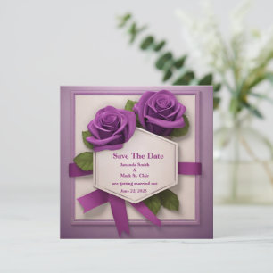 Elegant Save the Date: En lila rosaffär Spara Datumet