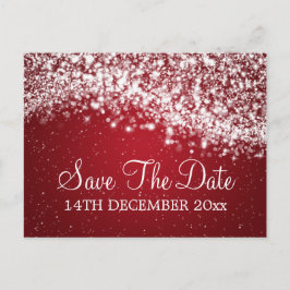 Elegant Save The Date Gnistrande Våg Röd Meddelande Vykort