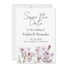 Elegant Save the Date - Lila akvarellblomma