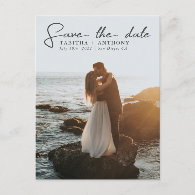 Elegant Save the Date-manus med foto Meddelande Vykort (Framsida)