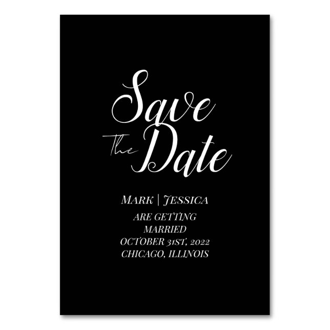 Elegant Save The Date Table Card Bordsnummer (Framsidan)