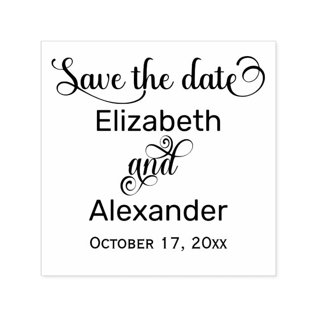 Elegant Save the Date Typography Monogram Självfärgande Stämpel (Design)