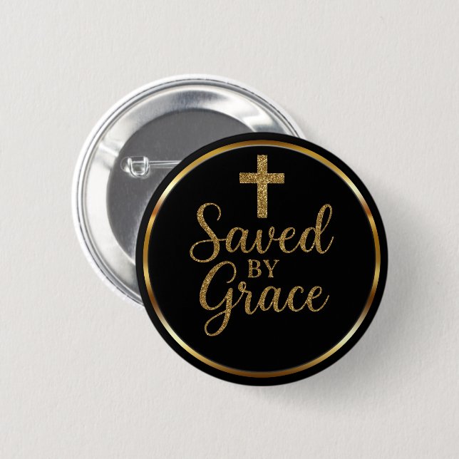 Elegant Saved By Grace Black & Gold Christian Knapp (Framsida & baksida)