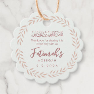 Elegant Scalloped Islamic Aqiqah Baby Girl Gåvor Etiketter