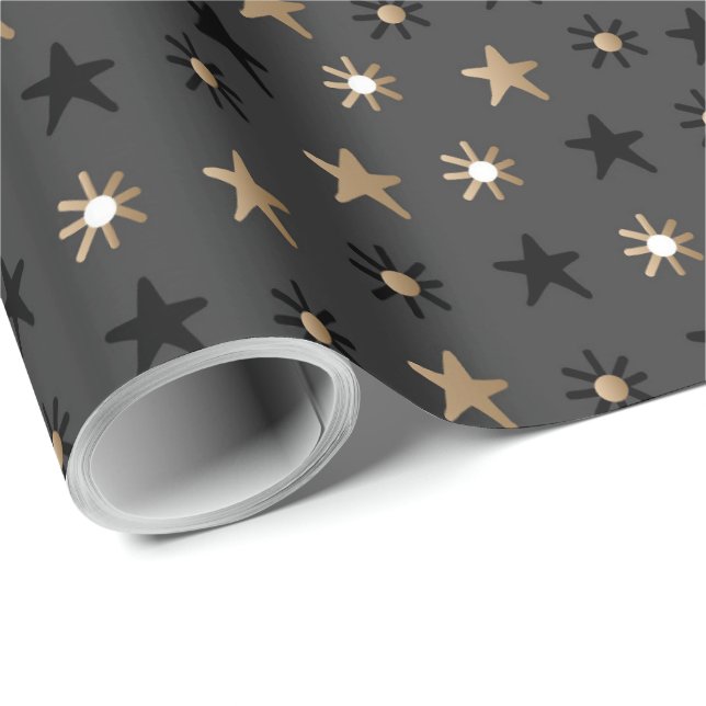 Elegant Scandi jul, Guld & Black Wrapping Wr Presentpapper (Rullad Hörn)