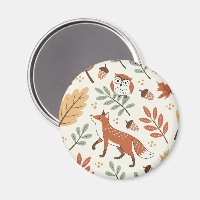 Elegant Scandinavian Fall Mönster Magnet (Front/Back)