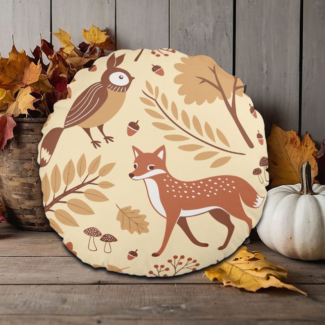 Elegant Scandinavian Fall Mönster Rund Kudde (Skapare uppladdad)