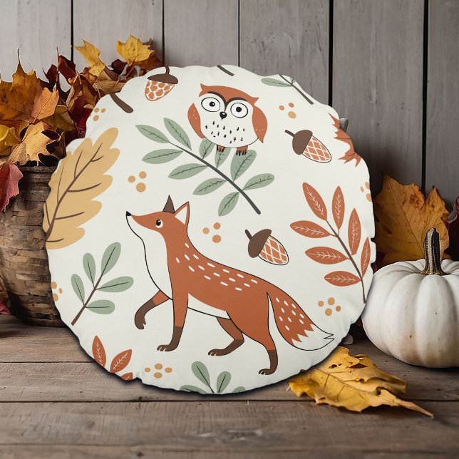 Elegant Scandinavian Fall Mönster Rund Kudde (Skapare uppladdad)