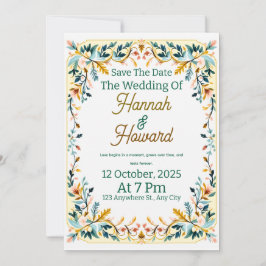 Elegant Scandinavian Rosemaling Wedding Invitation Inbjudningar