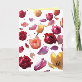 Elegant Scattered Floral Petal Modern Art Greeting Kort