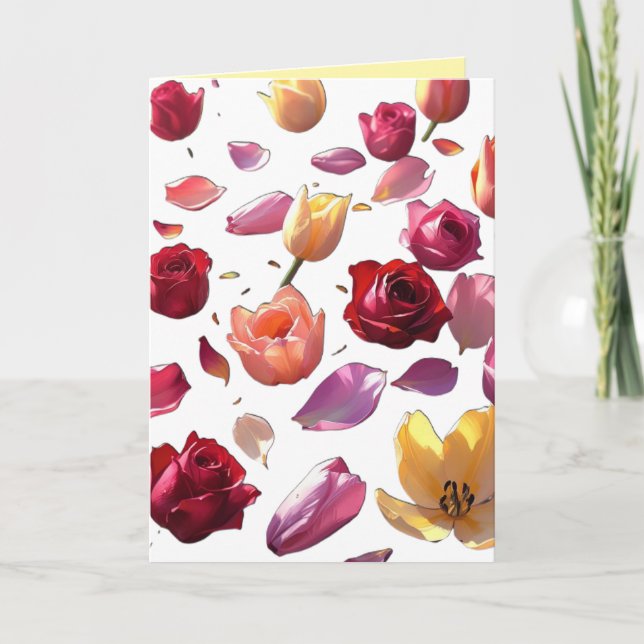 Elegant Scattered Floral Petal Modern Art Greeting Kort (Framsida)