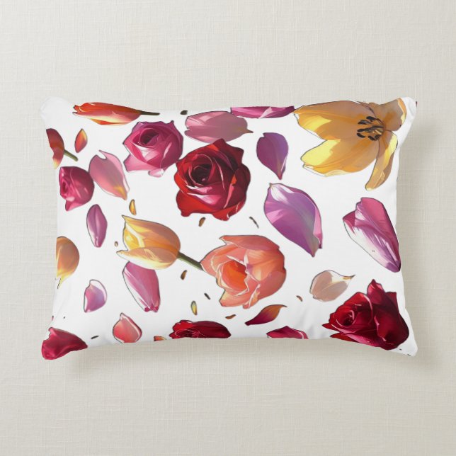 Elegant Scattered Floral Petal Modern Art  Prydnadskudde (Framsidan)