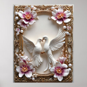Elegant scen med vita duvor poster