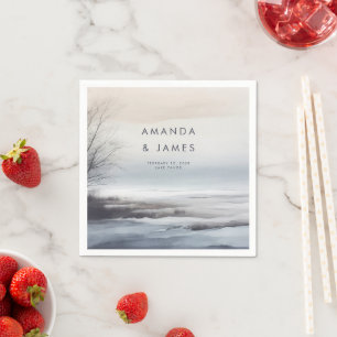 Elegant Scenia Abstrakt Ligcape Winter Wedding Pappersservett