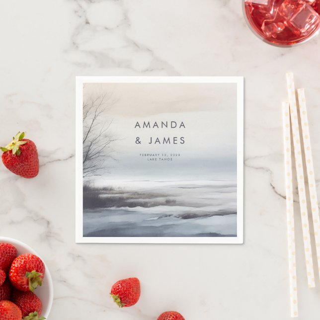 Elegant Scenia Abstrakt Ligcape Winter Wedding Pappersservett (Insitu)