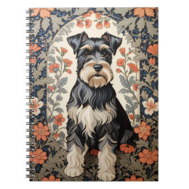 Elegant Schnauzer William Morris Inspirerad Blomma Anteckningsbok