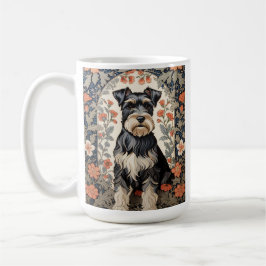 Elegant Schnauzer William Morris Inspirerad Blomma Kaffemugg