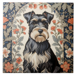 Elegant Schnauzer William Morris Inspirerad Blomma Kakelplatta