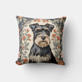 Elegant Schnauzer William Morris Inspirerad Blomma Kudde