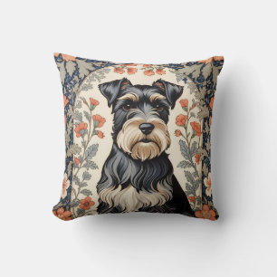 Elegant Schnauzer William Morris Inspirerad Blomma Kudde