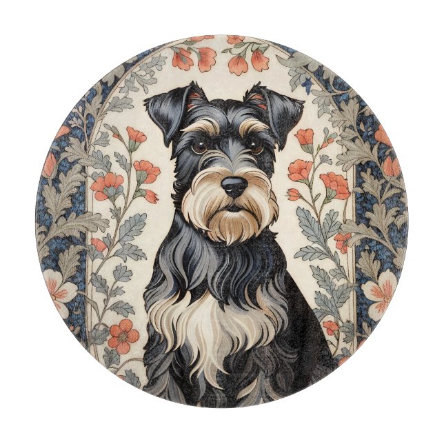 Elegant Schnauzer William Morris Inspirerad Blommi (Framsidan)