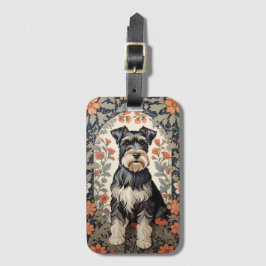 Elegant Schnauzer William Morris Inspirerad Blommi Bagagebricka