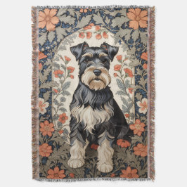 Elegant Schnauzer William Morris Inspirerad Blommi Filt
