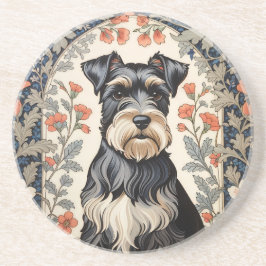 Elegant Schnauzer William Morris-inspirerad blomst Underlägg