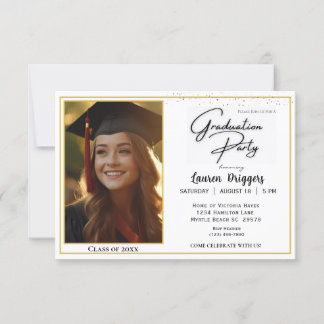Elegant School Studenten Photo Year Glitter Inbjudningar
