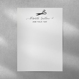 Elegant Scissors Hairdresser Personal Stationery Brevhuvud
