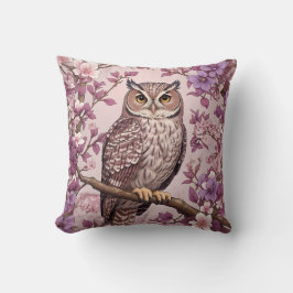 Elegant Scops Uggla Lila Blommigt Kudde