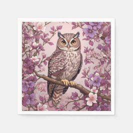 Elegant Scops Uggla Lila Blommigt Pappersservett
