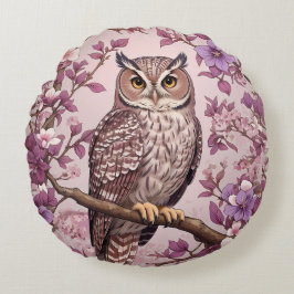 Elegant Scops Uggla Lila Blommigt Rund Kudde