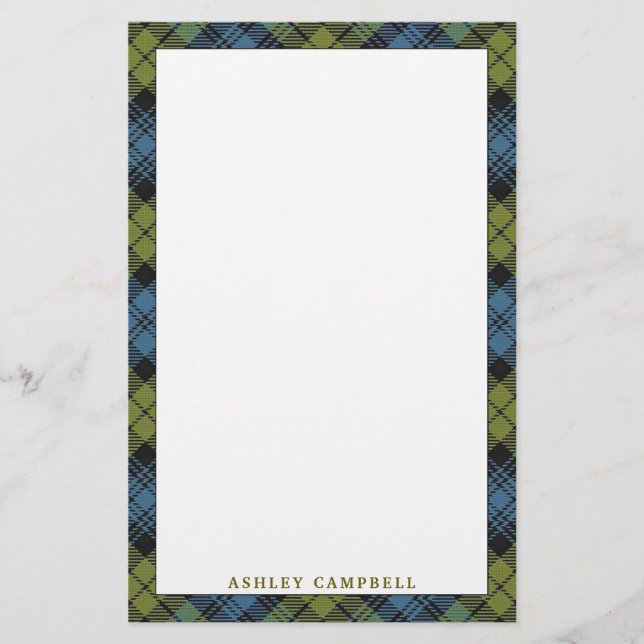 Elegant Scottish Campbell Tartan Play Brevpapper (Framsida)