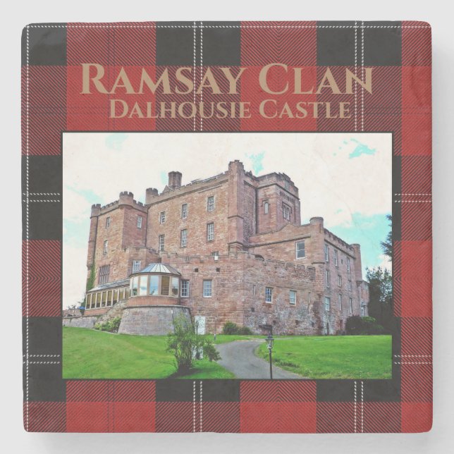 Elegant Scottish Ramsay Klan Castle Tartan Stenunderlägg (Framsidan)
