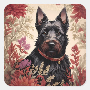 Elegant Scottish Terrier Hund Porträtt Fyrkantigt Klistermärke