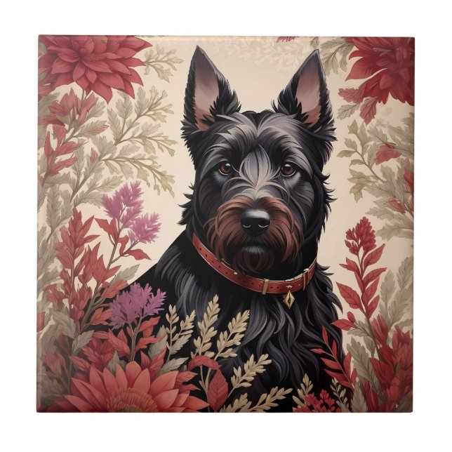 Elegant Scottish Terrier Hund Porträtt Kakelplatta (Framsidan)