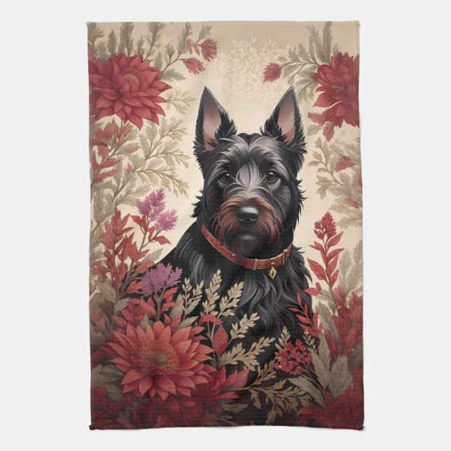 Elegant Scottish Terrier Hund Porträtt Kökshandduk (Vertikal)