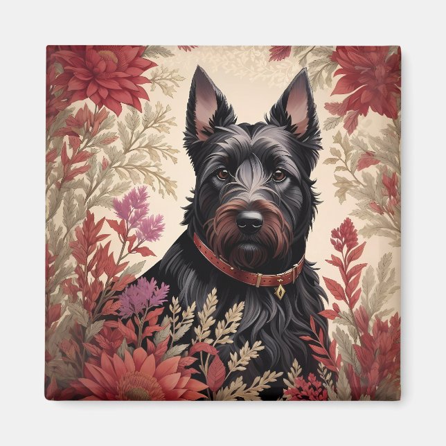 Elegant Scottish Terrier Hund Porträtt Magnet (Framsidan)