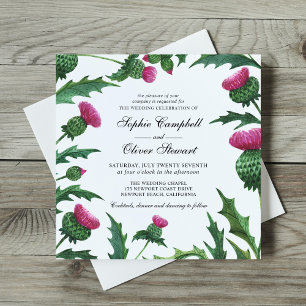 Elegant Scottish Thistle Blommigt Bröllop Inbjudningar