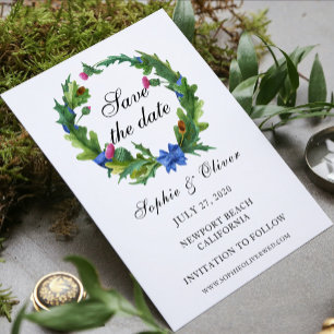 Elegant Scottish Thistle Blommigt Wand Spara Datumet