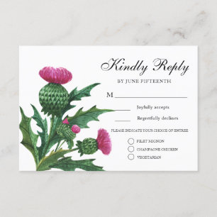 Elegant Scottish Thistle Bröllop Meal Choice OSA Inbjudningar