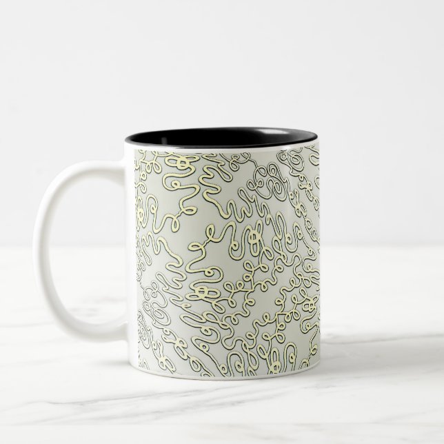 Elegant Scribble Pattern in Silver & Gold Två-Tonad Mugg (Vänster)