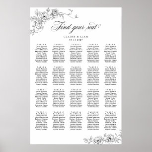 Elegant Scrip 20 Bord Ro Bröllop sätesdiagram Poster