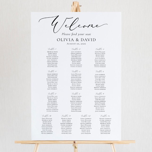 Elegant Script 13 Bord Välkomst Sittplan Poster (Skapare uppladdad)