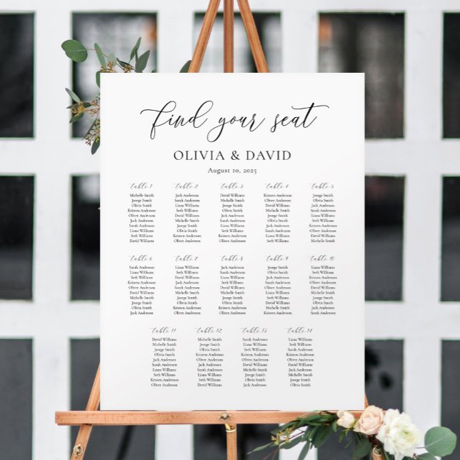 Elegant Script 14 stolsplan Placeringsschema Poster (Skapare uppladdad)