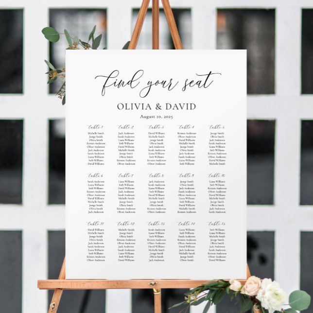 Elegant Script 15 bords Placeringsplan Poster (Skapare uppladdad)