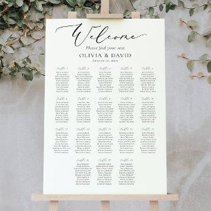 Elegant Script 18 Bord Välkomst Sittplatskarta Poster